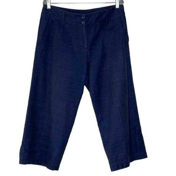 EILEEN FISHER WIDE LEG CROPPED PANTS SIZE M 100% COTTON - Picture 1 of 11